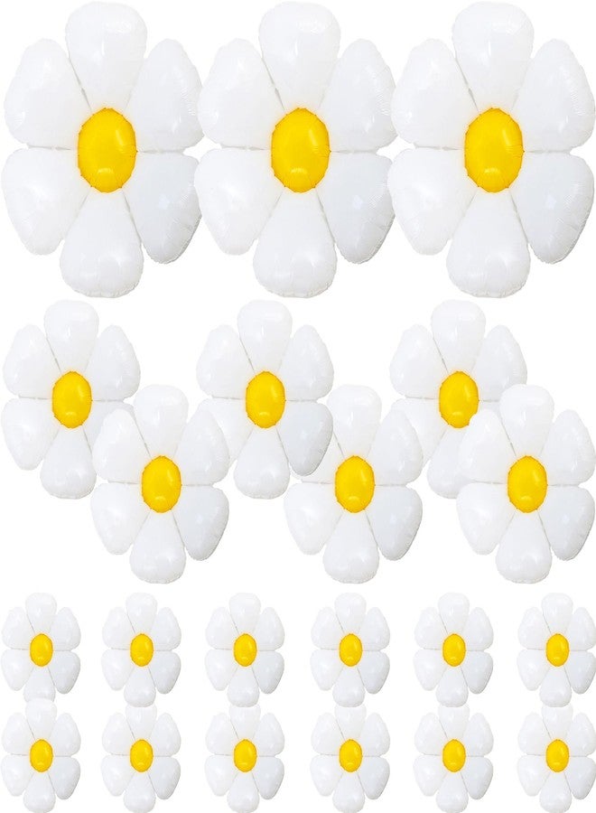 Qumenan 21Pcs Daisy Balloons White Flower Daisy Foil Mylar Balloons Daisy Party Decorations for Birthday Wedding Baby Shower Party Supplies(Huge Balloon X 3, Medium X 6, Small X 12） - Image 1